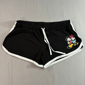 Disney Mickey Minnie Mouse Lounge Sleep Shorts Womens XL Black Drawstring Pajama